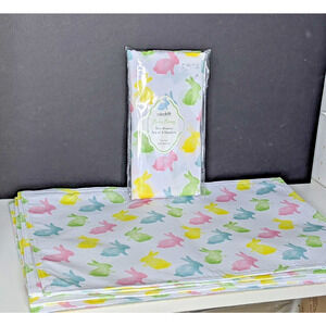 Easter Bunny Cloth Napkins and Placemats Pastels Set 4 Each NEW